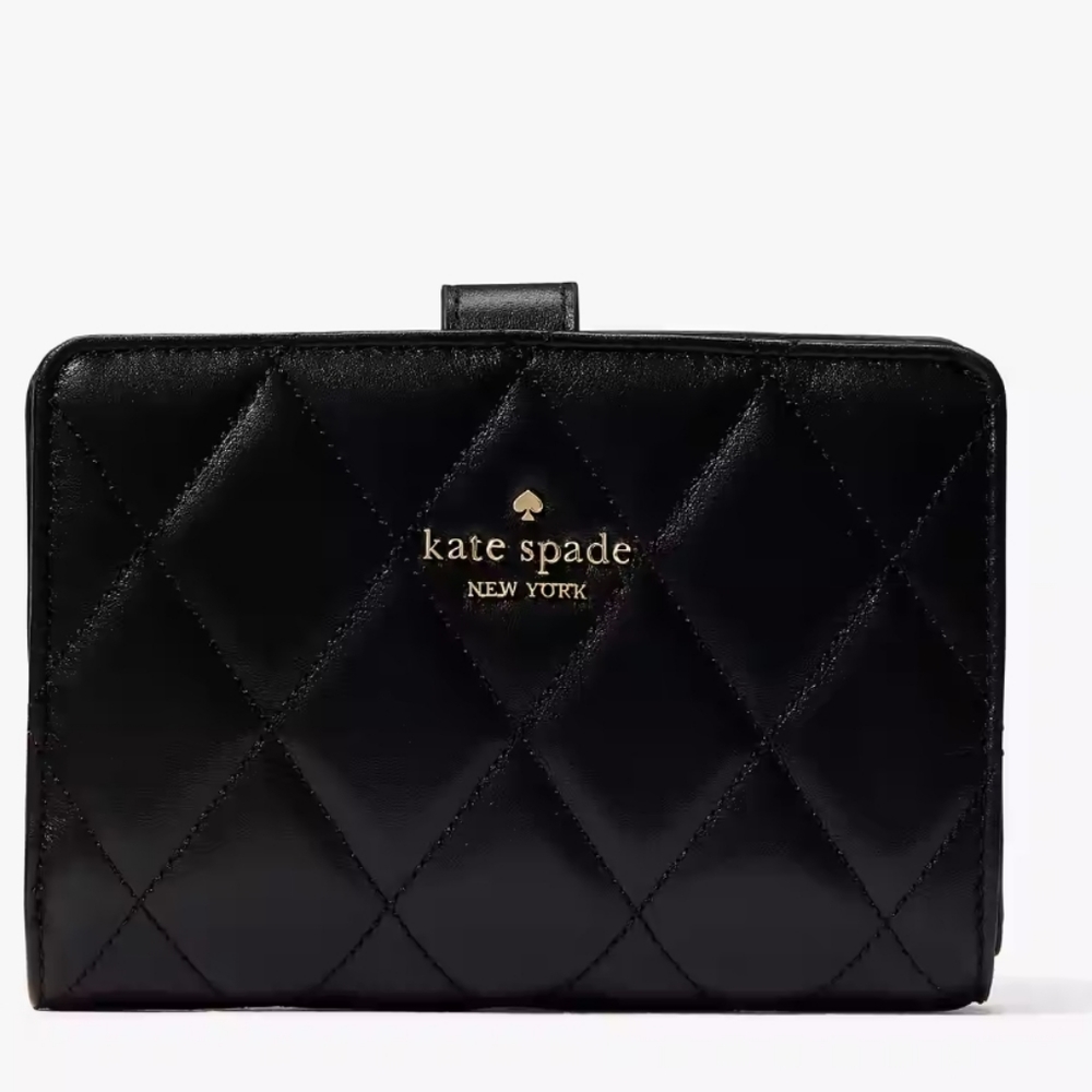 Kate Spade Quilted Black Wallet with Gold Accent
